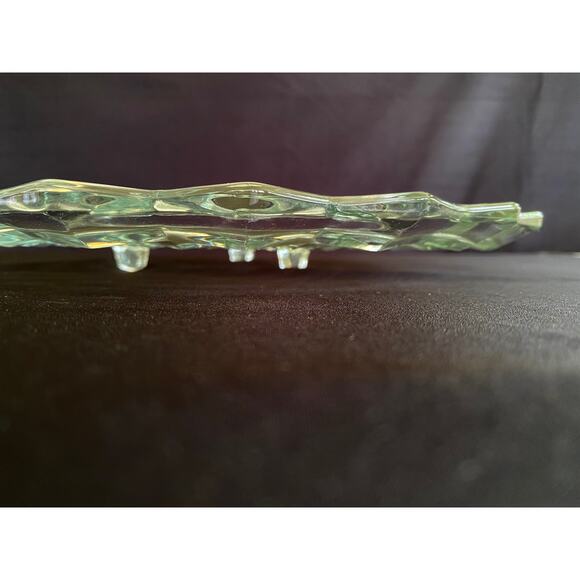 Fostoria American Clear Footed Cake Plate | MCM Stacked Cube Design | 12 3/8" - Picture 4 of 5